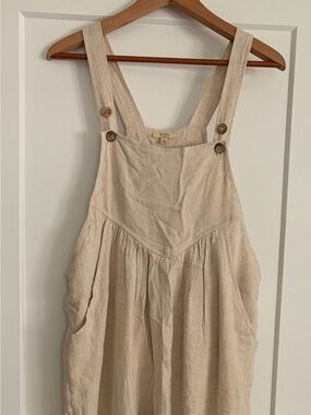 Pinkblush Wide-Leg Linen Jumpsuit with Button Straps (maternity)